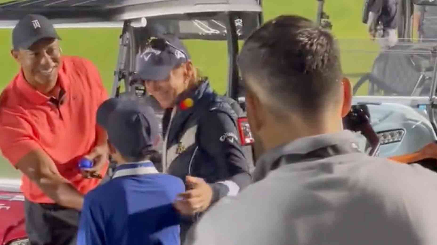 Tiger Woods shares sweet interaction with Annika Sorenstam's son