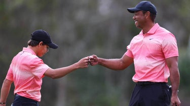 Tiger woods and charlie woods at the pnc championship
