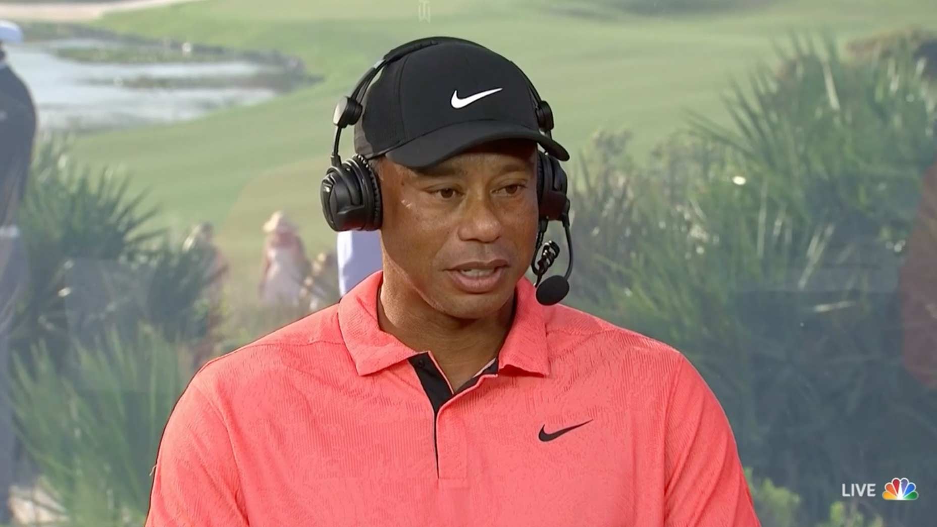 Tiger Woods sat in the NBC booth on Saturday.