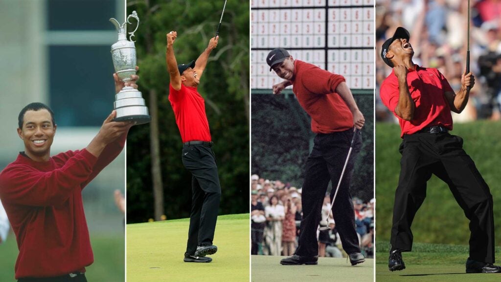 Tiger Woods at the 2000 Open Championship, 2019 Masters, 1997 Masters and 2008 U.S. Open.