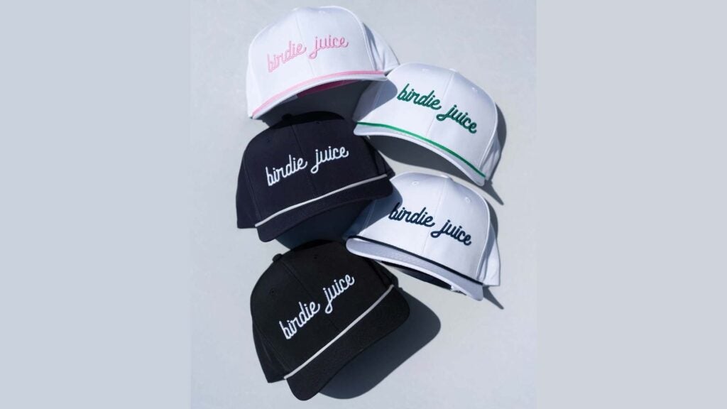 The Birdie Juice Script Rope hat is available in five colors