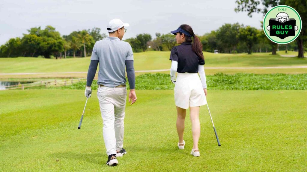 man and woman golf
