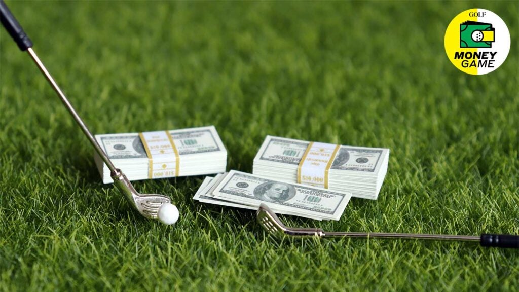 money and golf clubs