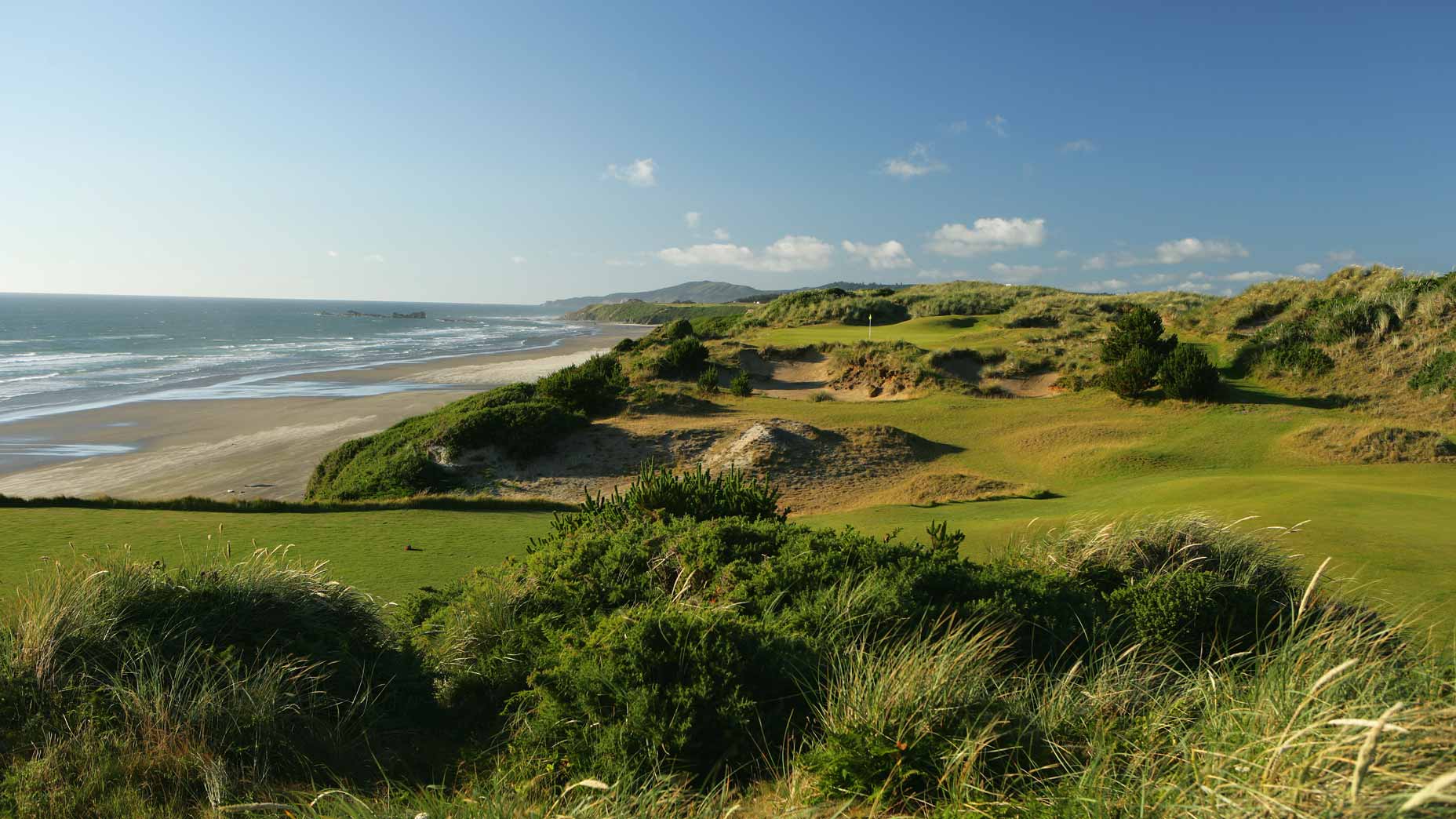 The 148 yard, par 3, 11th hole on the Pacific Dunes Course