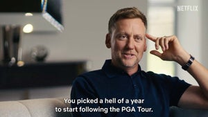 A screenshot of Ian Poulter from the trailer for Netflix's PGA Tour docuseries, "Full Swing."