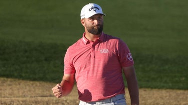 Jon Rahm in a bunker at 2023 American Express