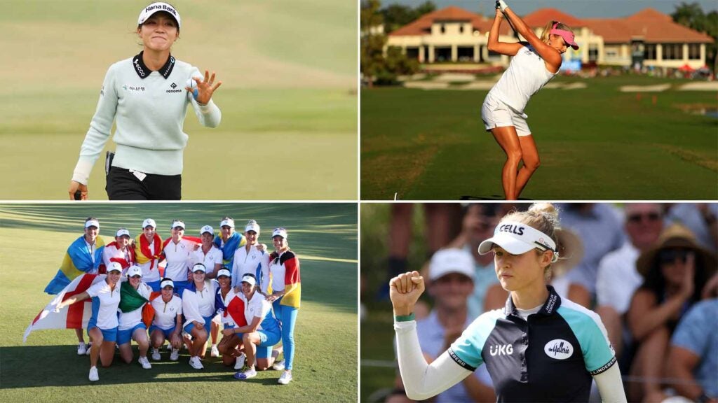 four photos of women's golfers