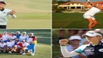 four photos of women's golfers