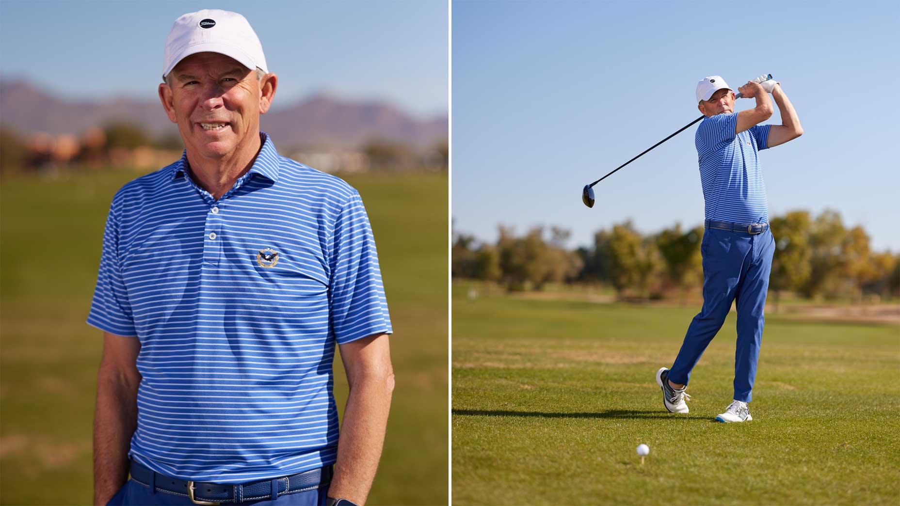 mike mcgetrick smiles and makes practice swing