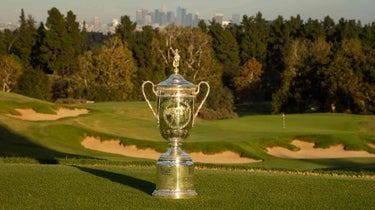 The U.S. Open trophy at Los Angeles Country Cub