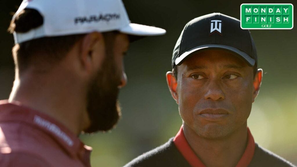 Tiger Woods and Genesis Invitational winner Jon Rahm.