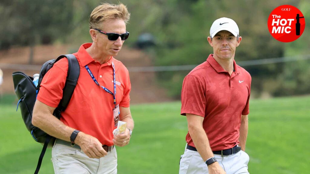 brad faxon and rory mcilroy walk together