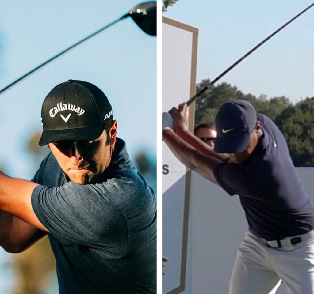 Jon Rahm and Tony Finau short golf swing