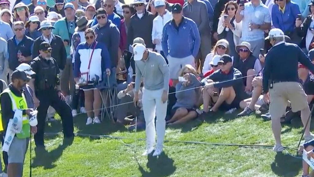 jordan spieth tries to figure out where to drop on thursday at the phoenix open