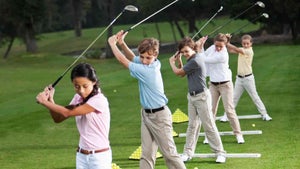 kids on driving range