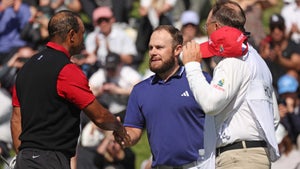 Tyrrell Hatton and Tiger Woods at the Genesis Invitational.