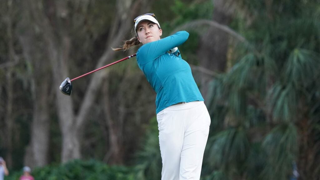 Jillian Hollis teeing off at the Florida’s Natural Charity Classic held at Country Club of Winter Haven in Winter Haven, Florida.