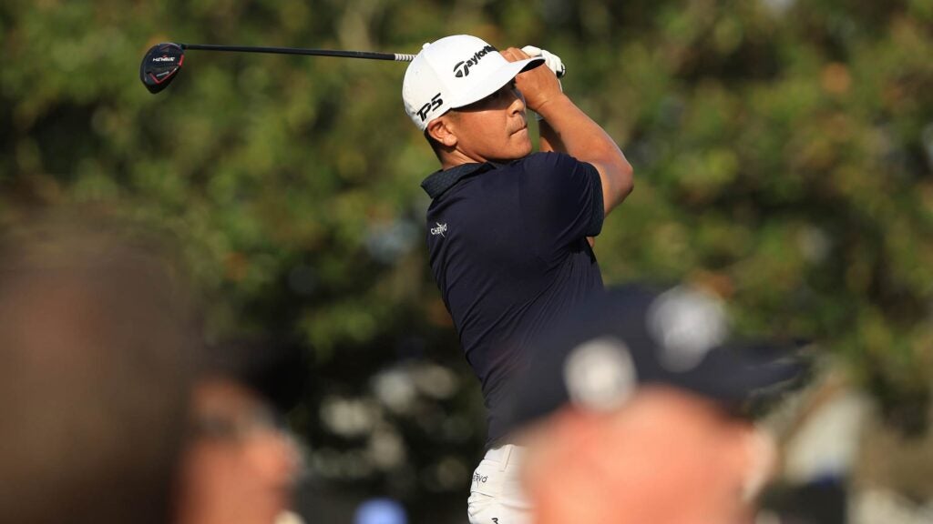 Kurt Kitayama of the United States plays his shot from the 15th tee during the final round of the Arnold Palmer Invitational presented by Mastercard at Arnold Palmer Bay Hill Golf Course on March 05, 2023 in Orlando, Florida.