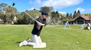 The backswing when hitting a driver while kneeling