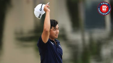 Kurt Kitayama of the United States waves after making birdie on the seventh green during the final round of the Arnold Palmer Invitational presented by Mastercard at Arnold Palmer Bay Hill Golf Course on March 05, 2023 in Orlando, Florida.