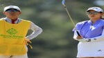 Rose Zhang and caddie at 2022 Augusta National Women's Amateur