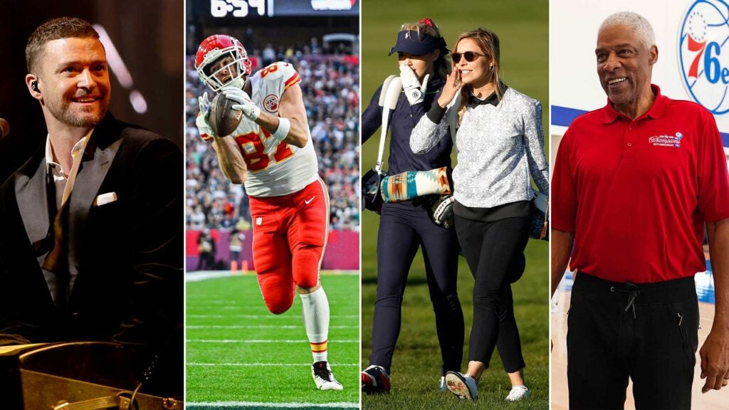 Justin Timberlake, Travis Kelce, Kathryn Newton, Kira Dixon and Julius Erving are all in the field for this year's 8 AM Invitational.