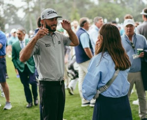 Chatting with Max Homa by the big oak tree