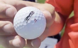 Nick Hardy's practice round golf ball markings.