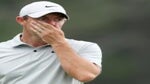 Rory McIlroy of Northern Ireland reacts to a putt on the 18th green during the second round of the 2023 Masters Tournament at Augusta National Golf Club on April 07, 2023 in Augusta, Georgia.