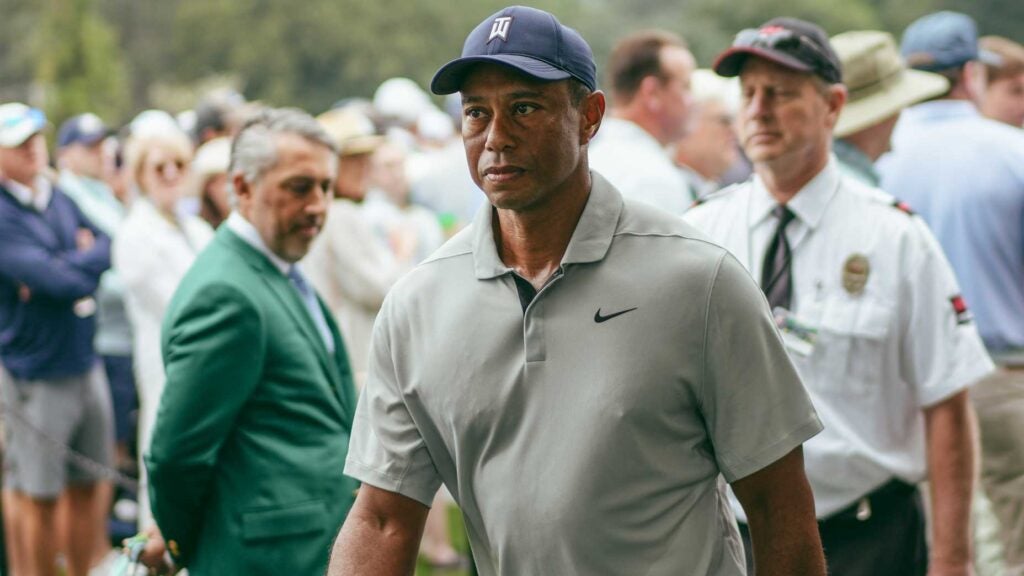 Tiger Woods at Augusta National on Tuesday of Masters week 2023.