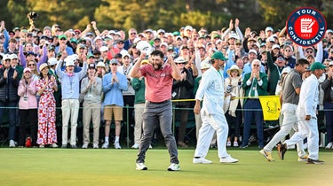 jon rahm celebrates his masters win