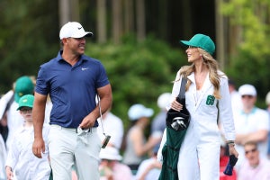 Jena Sims and Brooks Koepka at the 2023 Par-3 Contest