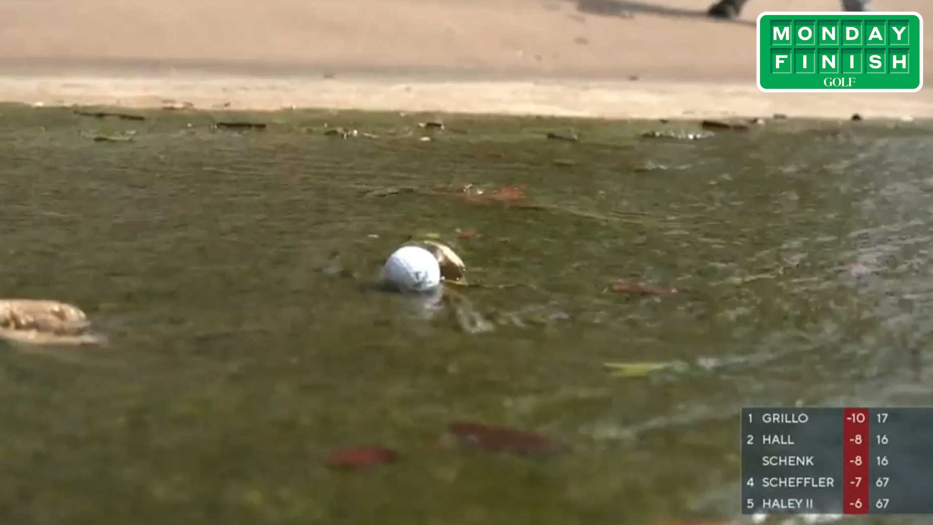 Emiliano Grillo's floating golf ball.