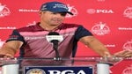 Padraig Harrington of Ireland speaks to the media after completing his third round of the KitchenAid Senior PGA Championship at Fields Ranch East at PGA Frisco on May 27, 2023 in Frisco, Texas.
