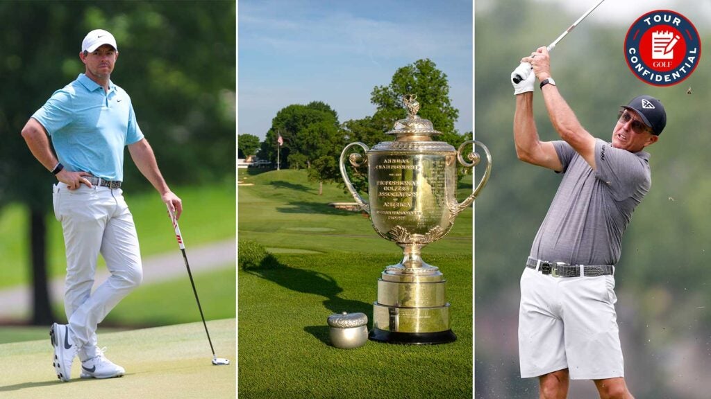 Rory McIlroy, the Wanamaker Trophy and Phil Mickelson.