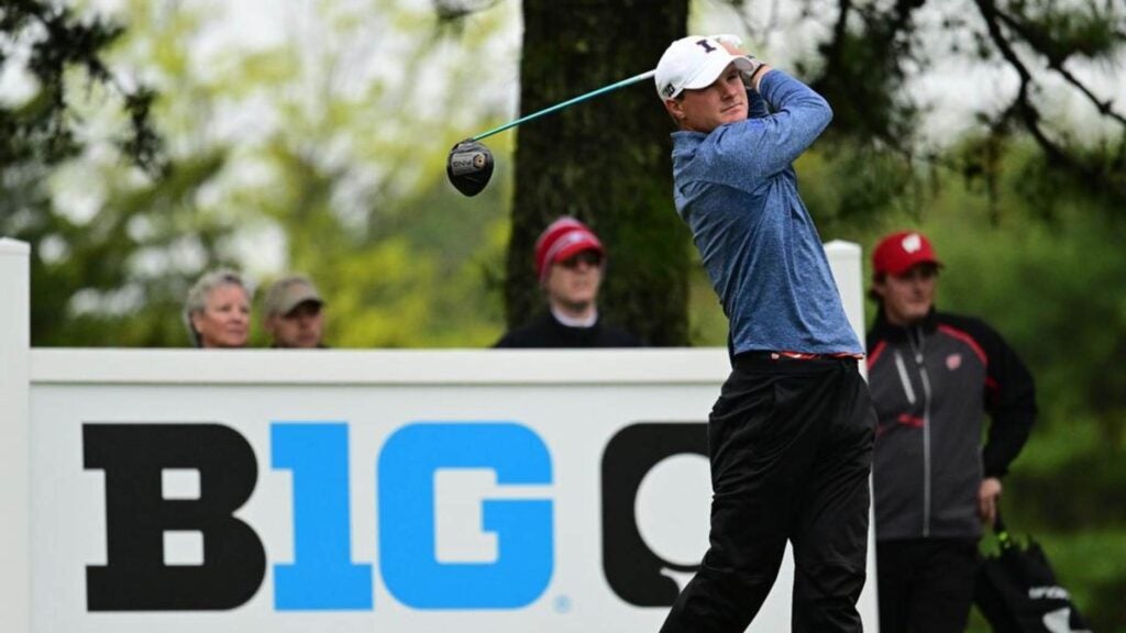 Tommy Kuhl on Day 3 of the 2023 Big Ten Men's Golf Championship, April 30, 2023 at Galloway National Golf Club in Galloway, N.J.