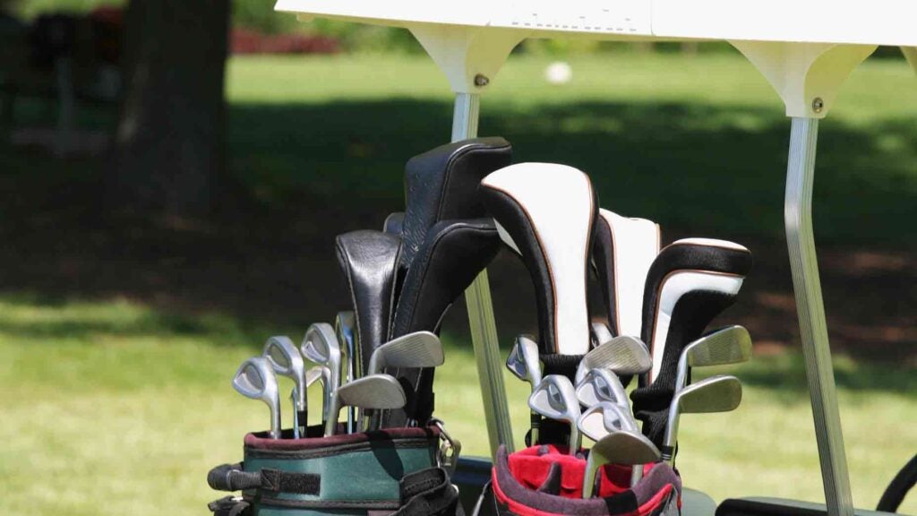 golf bags on cart