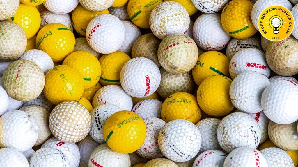 a pile of golf balls