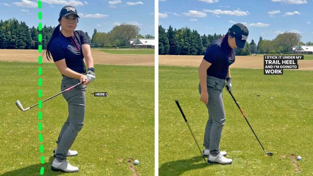 If you're experiencing poor shots because of bad golf posture, Cathy Kim recommends putting a wedge beneath your heel. Here's how it works