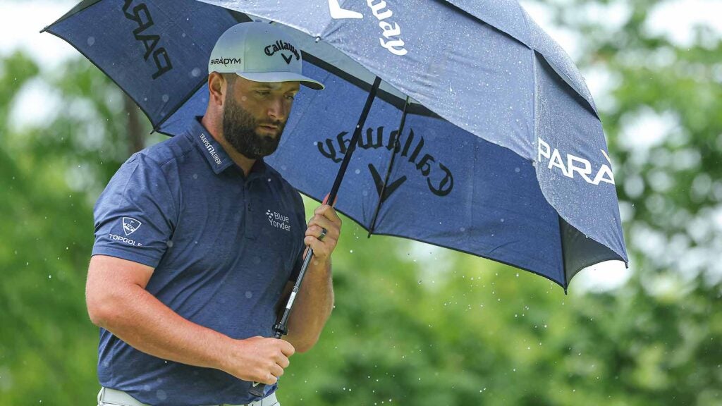 jon rahm walks during the second round of the pga championship