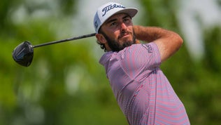 Max Homa hits drive at PGA Tour tournament