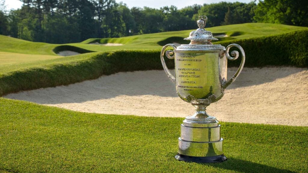 PGA Championship Wanamaker trophy at Oak Hill in 2023