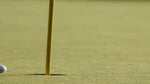 ball next to a hole and flagstick
