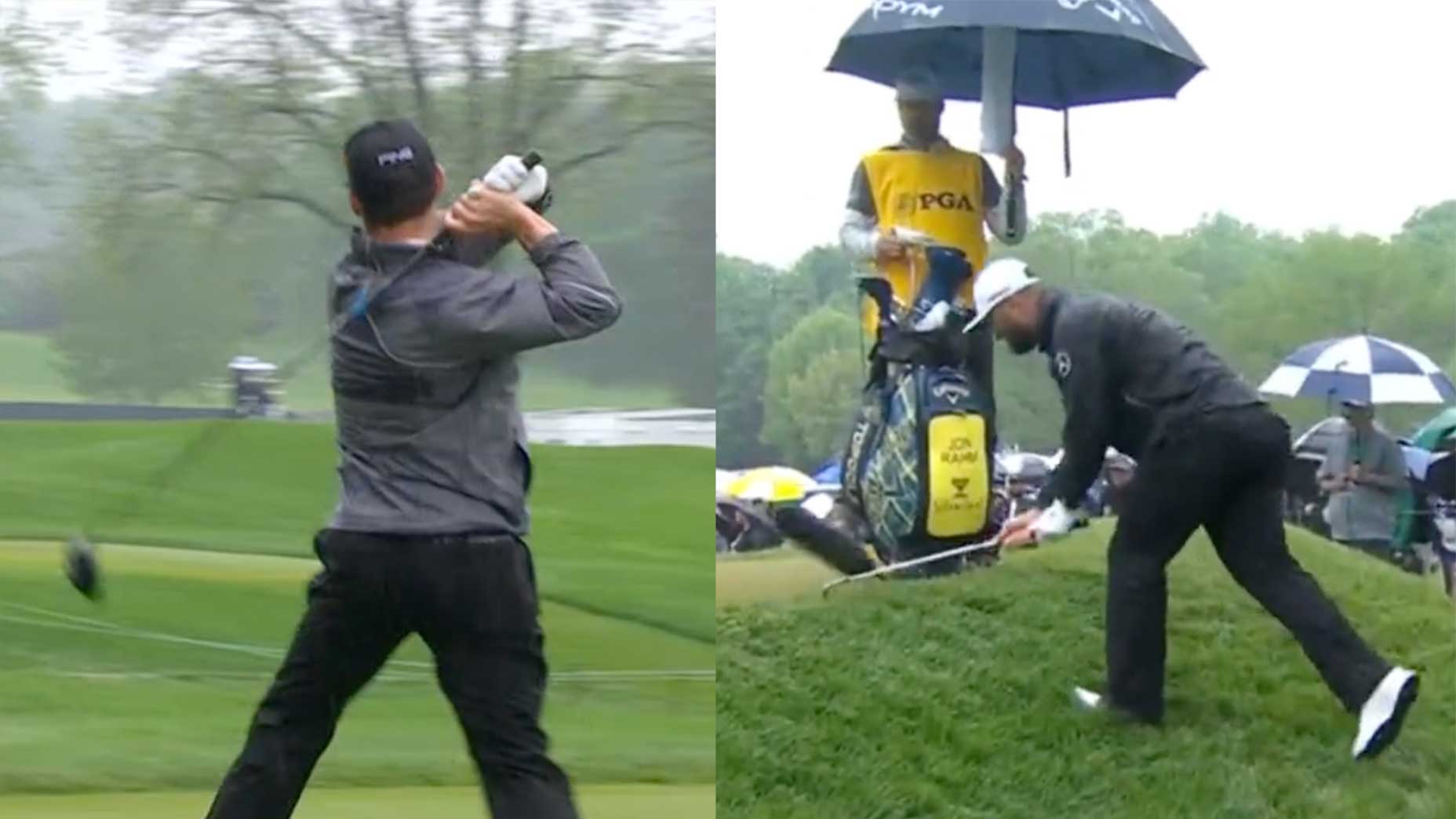 Taylor Moore (left) and Jon Rahm weren't pleased with these shots.