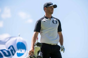 Wyndham Clark of the University of Oregon prepares to tee off during the Division I Men's Golf Team Championship held at Rich Harvest Farms on May 31, 2017 in Sugar Grove, Illinois.