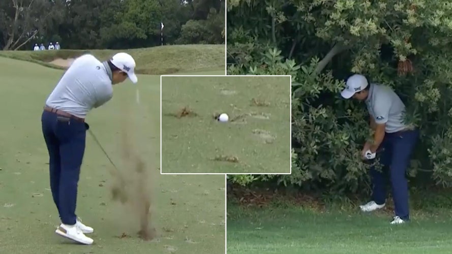 Dylan Wu skulled his approach at No. 3 out of divot.