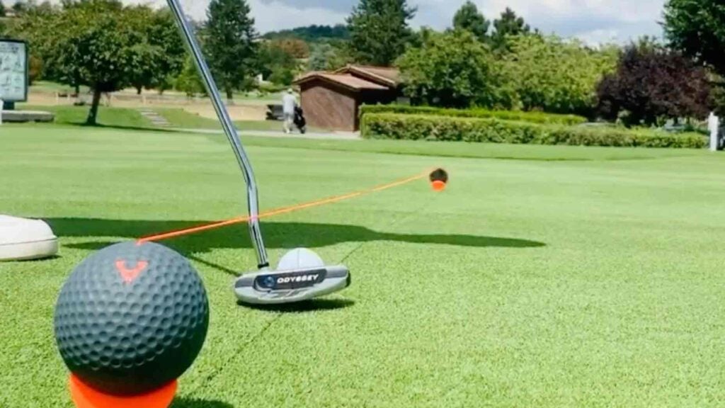 This putting aid helped me read the treacherous greens at Chambers Bay
