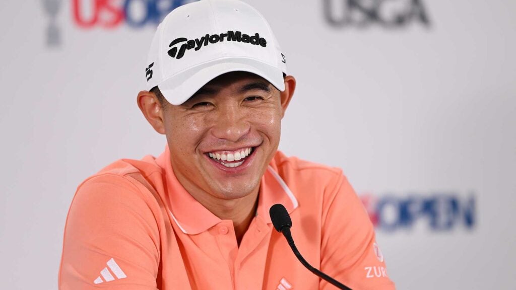 Collin morikawa speaks to the media on tuesday at los angeles country club