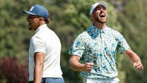 Travis Kelce and Patrick Mahomes celebrate at American Century Championship