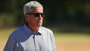 PGA Tour Commissioner Jay Monahan looks on during Day Four of the Genesis Scottish Open at The Renaissance Club on July 10, 2022 in North Berwick, Scotland.